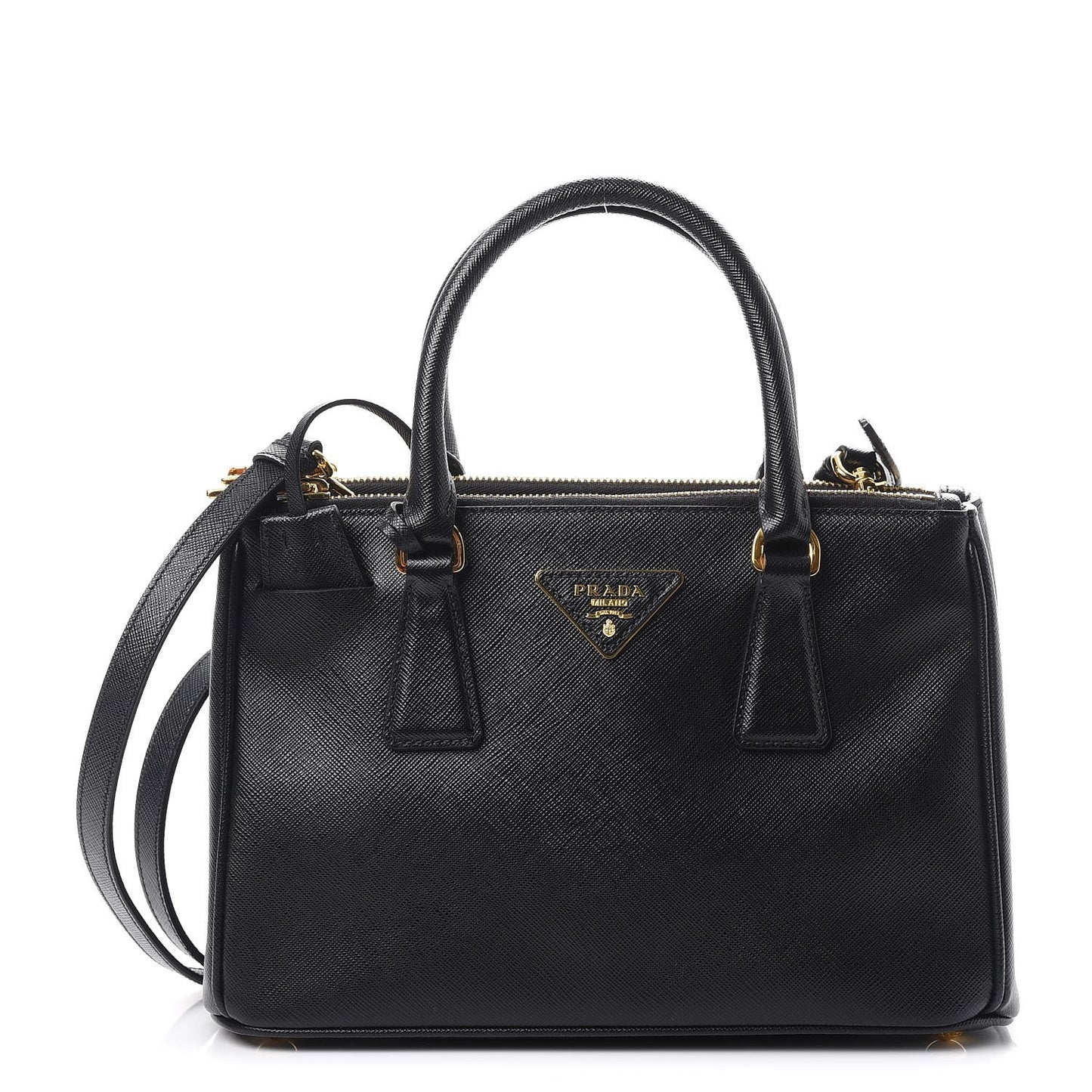 Saffiano Mini Galleria Double Zip Tote Black