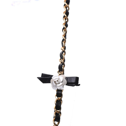 Chanel Pearl Lambskin CC Camellia Necklace Black Gold 4 of 7