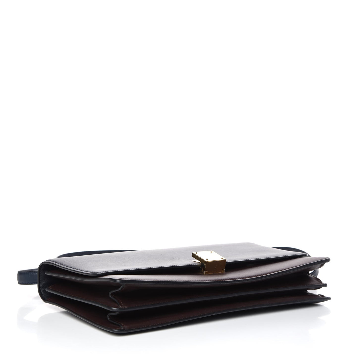 Calfskin Bicolor Medium Case Flap Navy Burgundy
