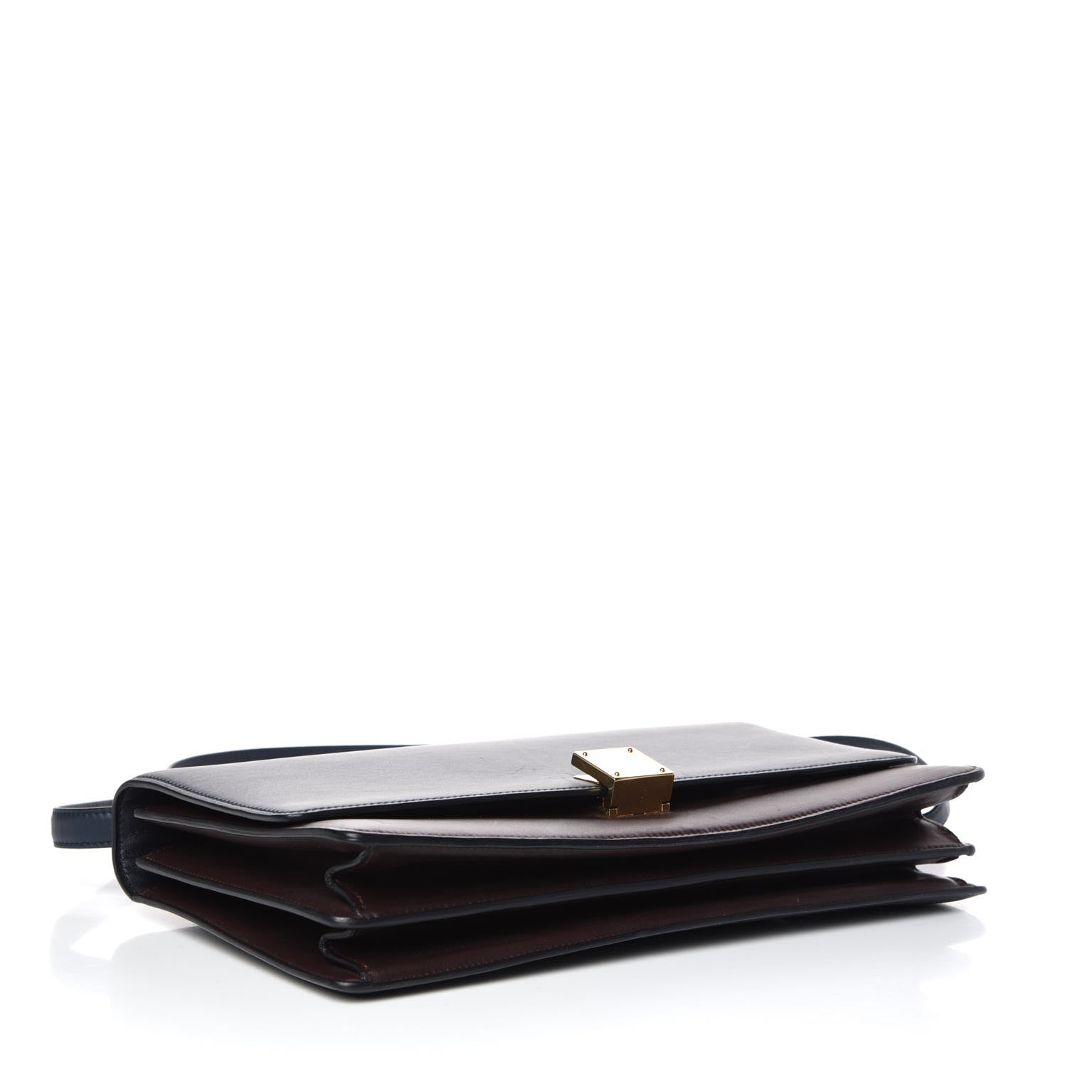 Celine Calfskin Bicolor Medium Case Flap Navy Burgundy 4 of 16
