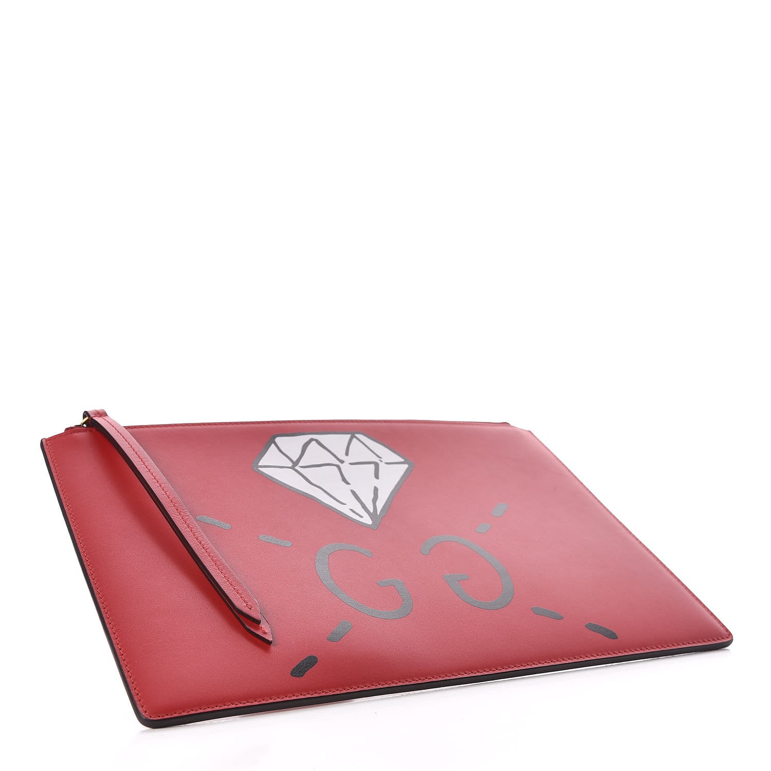 Gucci Calfskin GucciGhost Print Pouch Hibiscus Red 4 of 9