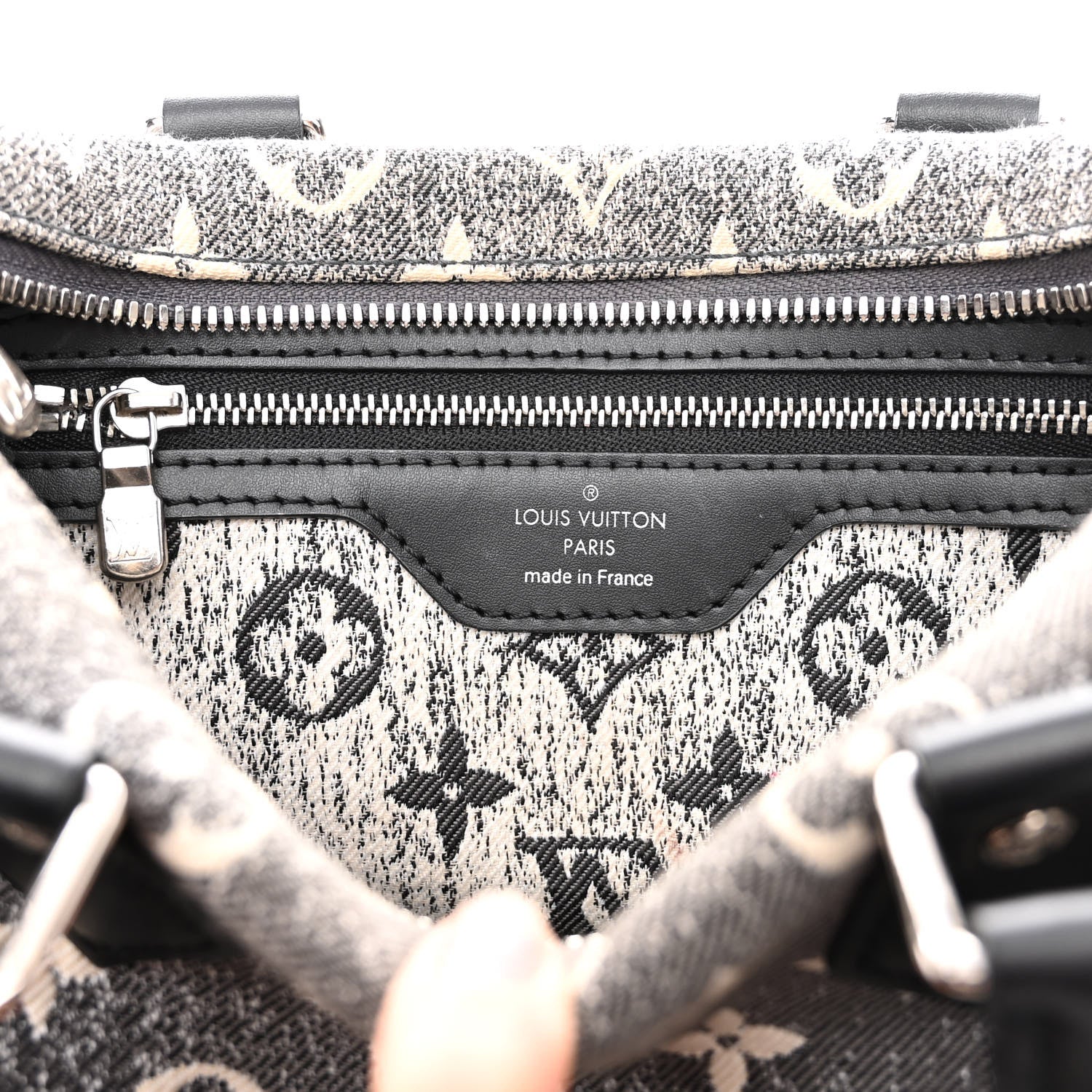 Louis Vuitton Denim Monogram Jacquard Speedy Bandouliere 25 Black 7 of 10