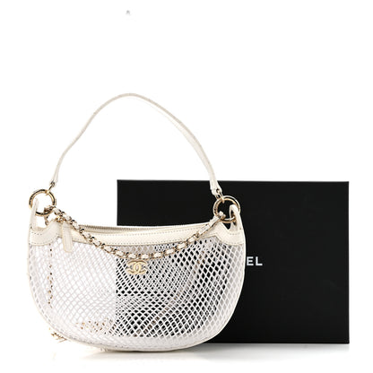 Chanel Mesh Shiny Lambskin Chain Hobo White 14 of 14