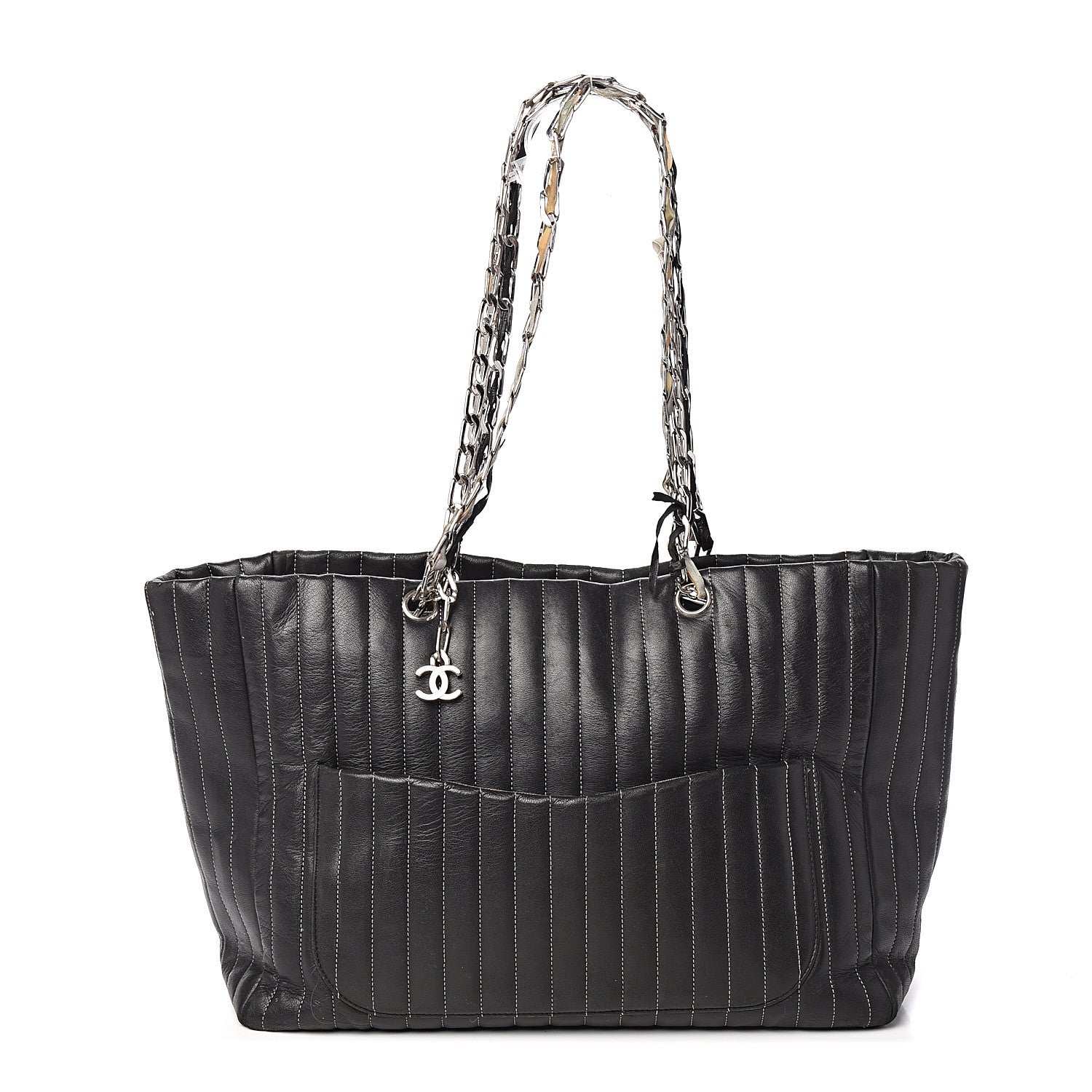 Chanel Lambskin Vertical Quilted Large Mademoiselle Tote Black 1 of 12