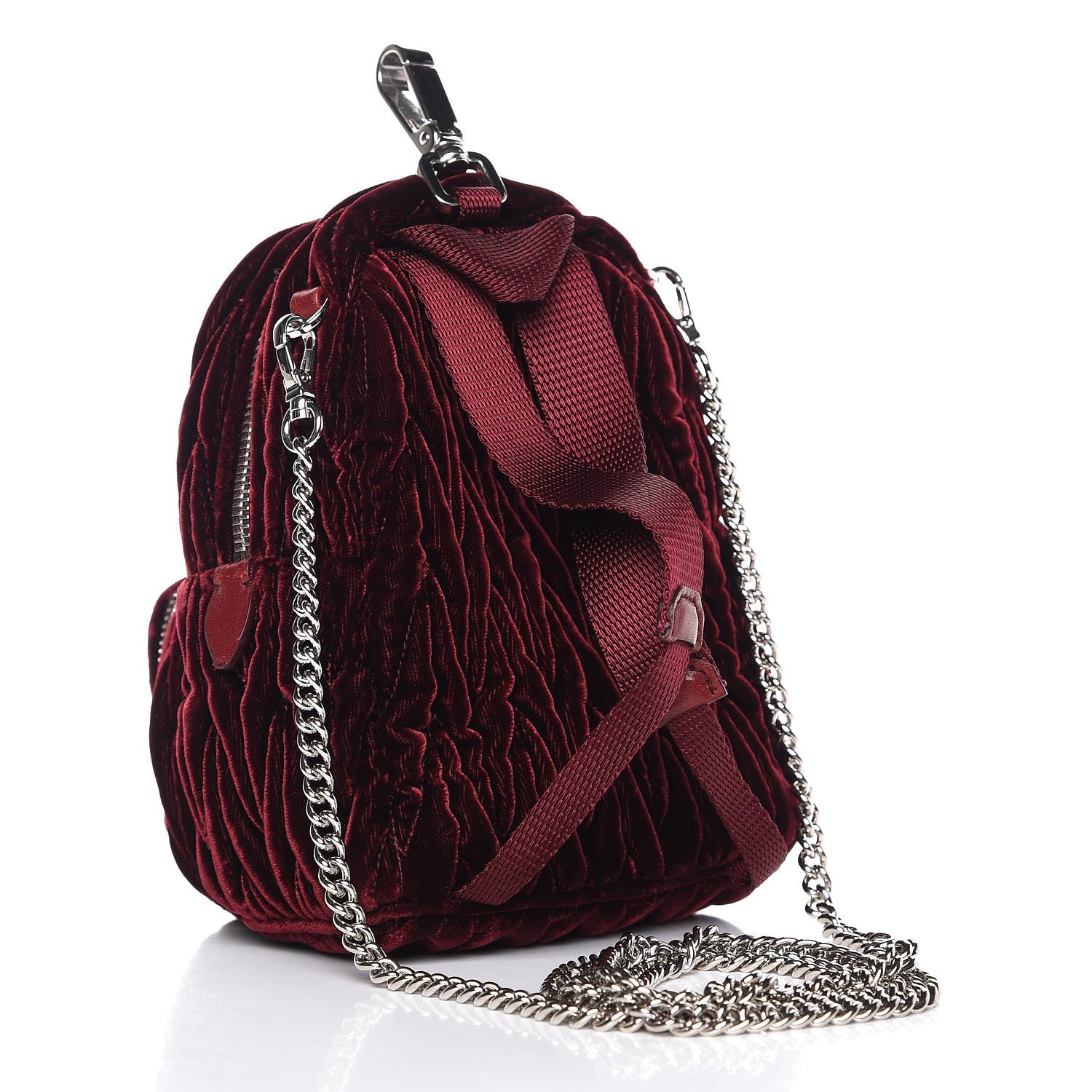 Miu Miu Velluto Matelasse Mini Backpack Bordeaux 4 of 8