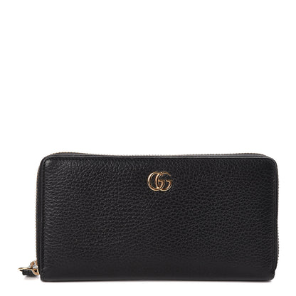 Gucci Dollar Calfskin GG Marmont Zip Around Wallet Black 1 of 6