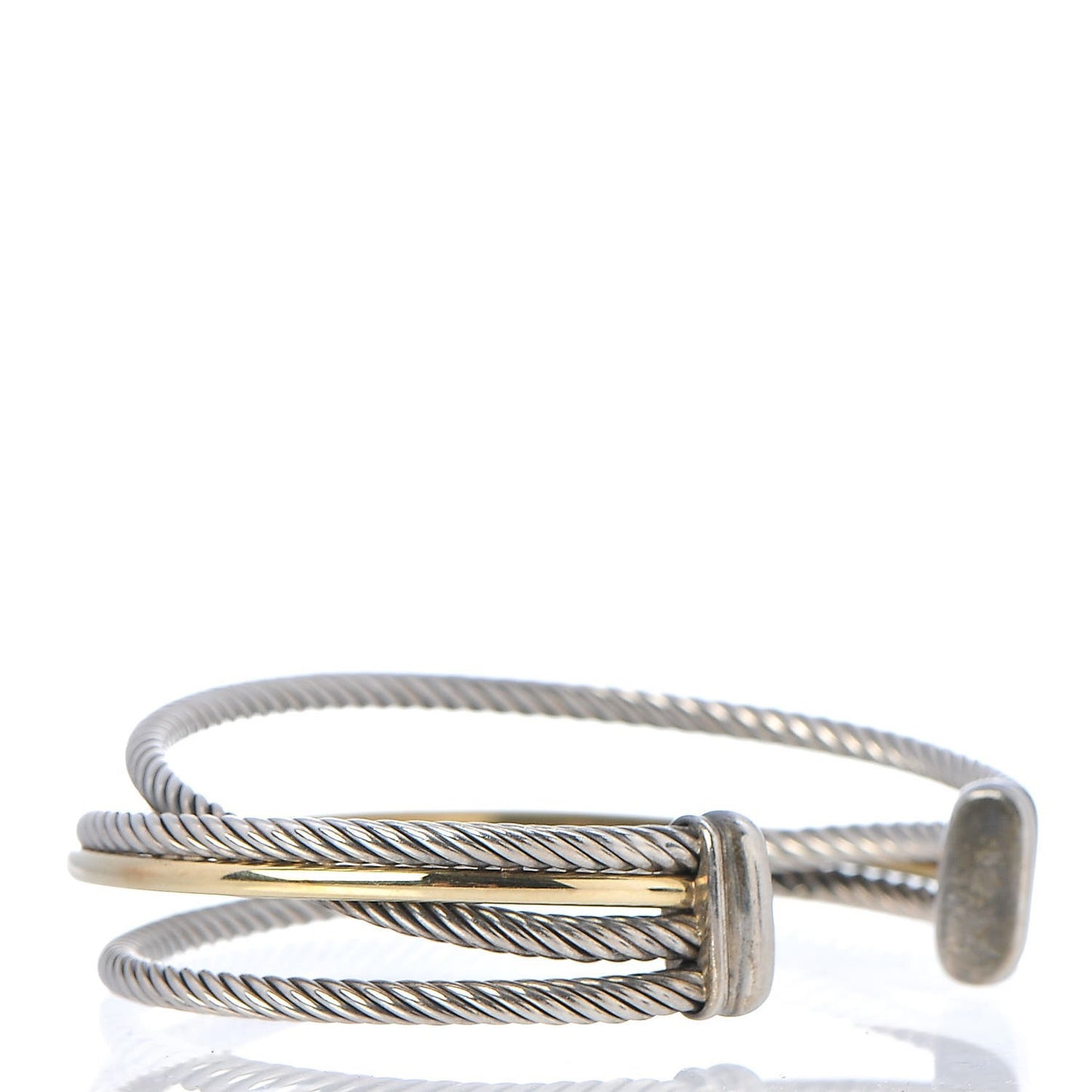Sterling Silver 18K Yellow Gold Crossover Cuff