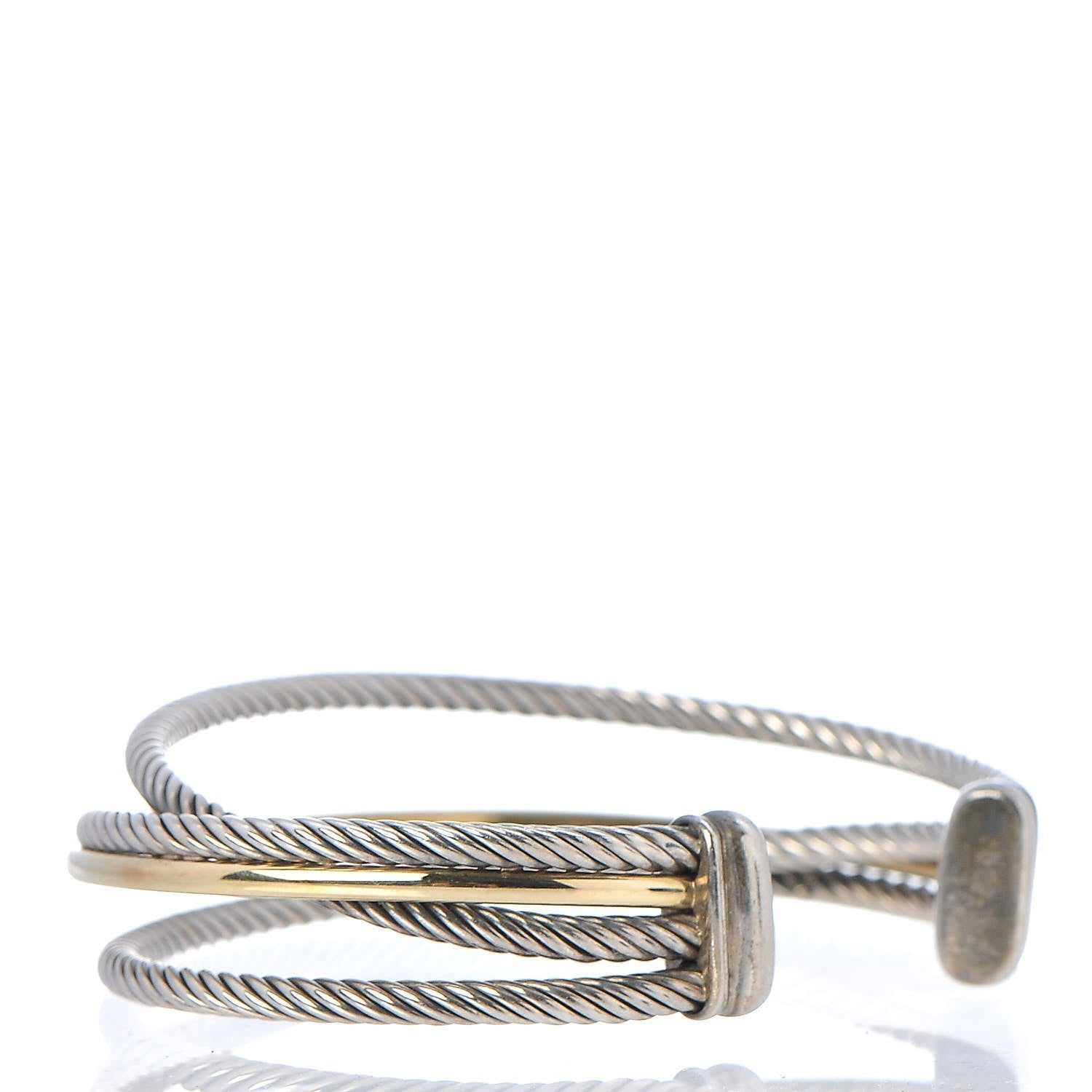 David Yurman Sterling Silver 18K Yellow Gold Crossover Cuff 3 of 4