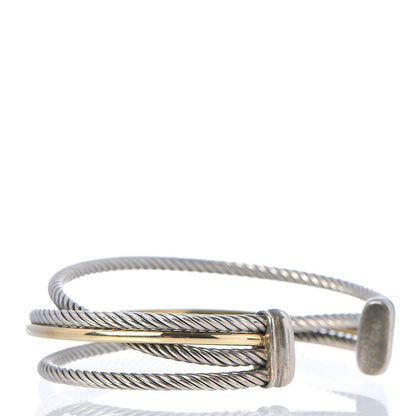David Yurman Sterling Silver 18K Yellow Gold Crossover Cuff 3 of 4