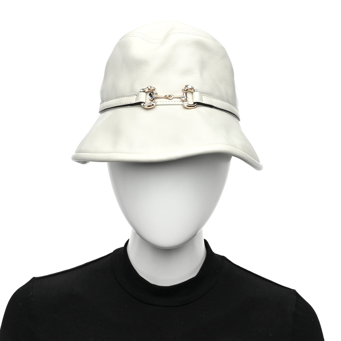 Crystal Horsebit Bob Mulina Bucket Hat S Antique White
