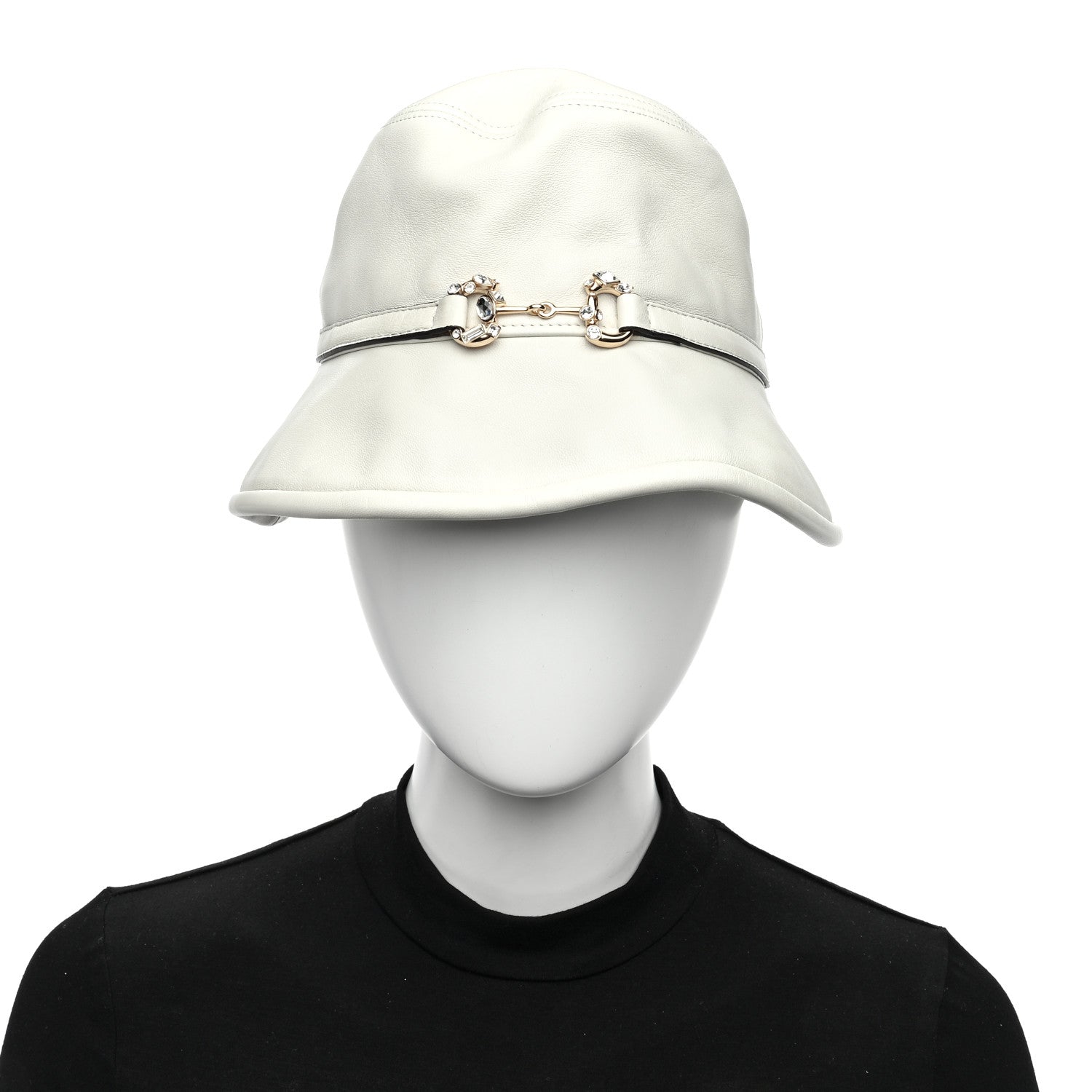 Gucci Crystal Horsebit Bob Mulina Bucket Hat S Antique White 2 of 8