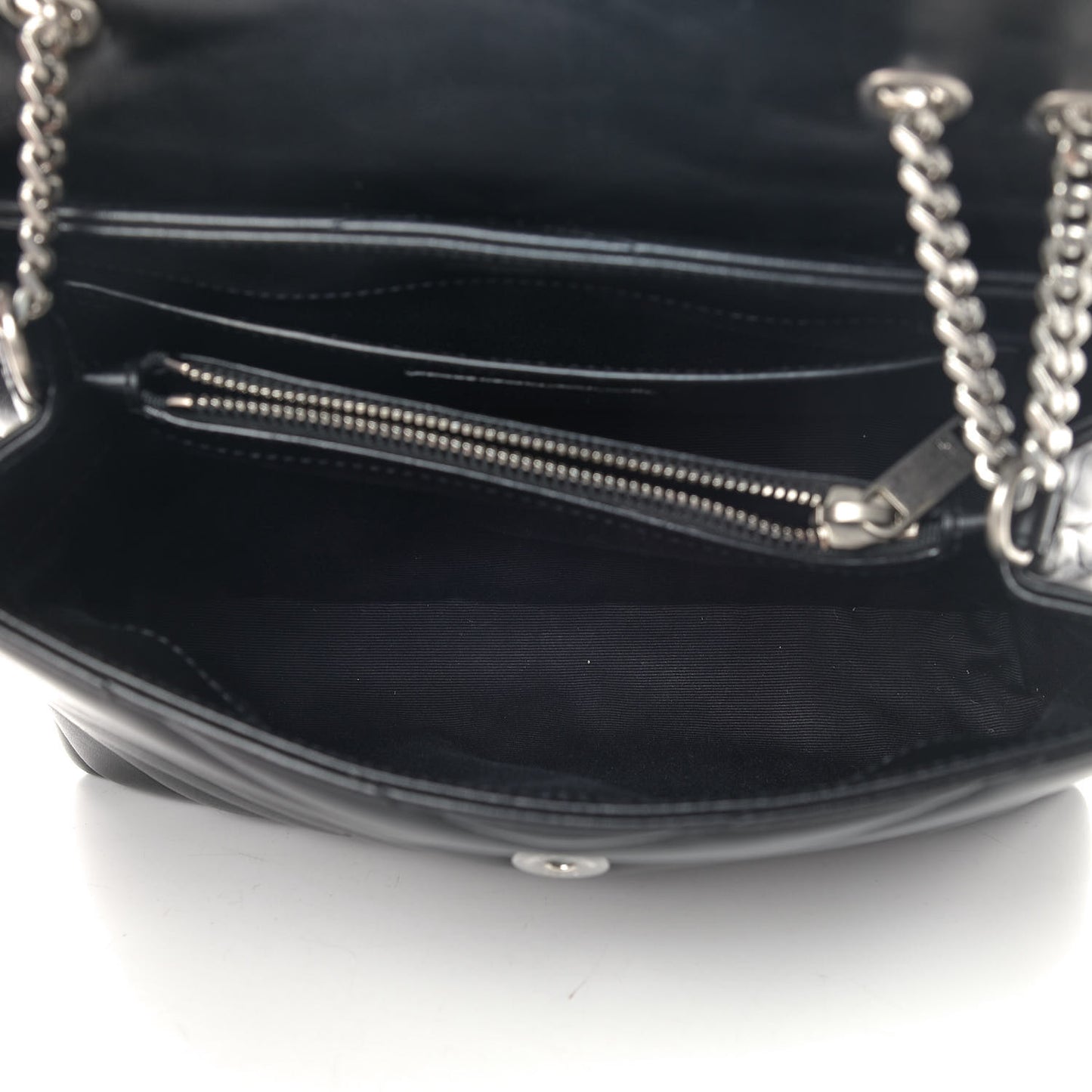 Calfskin Y Quilted Monogram Small Loulou Chain Satchel Black
