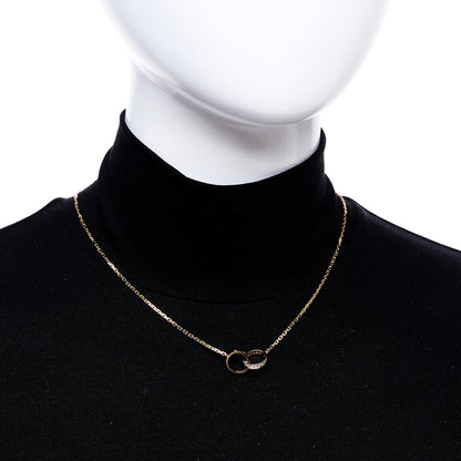 Cartier 18K Yellow Gold Diamond Interlocking LOVE Necklace 2 of 6