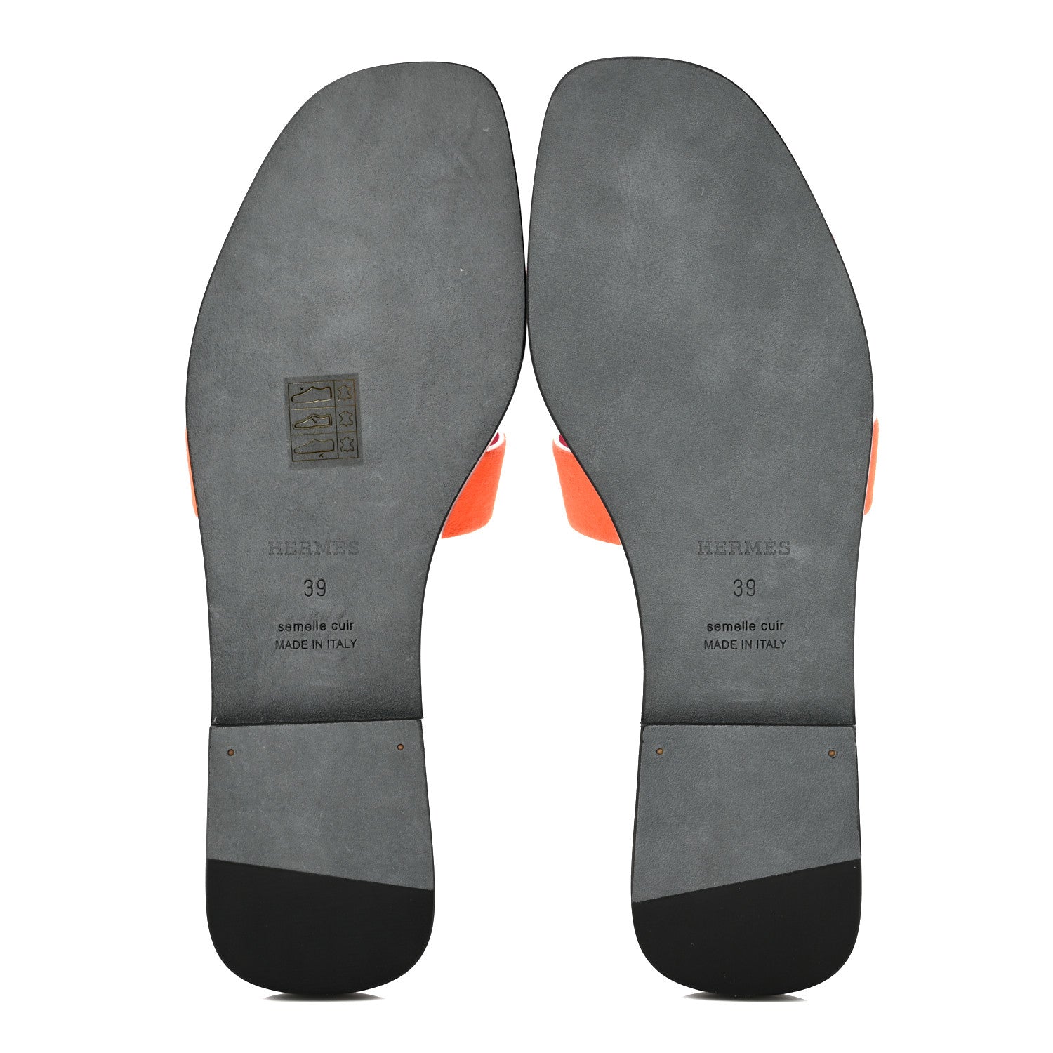 Hermes Suede Goatskin Oran Sandals 39 Orange Synthetique 6 of 10