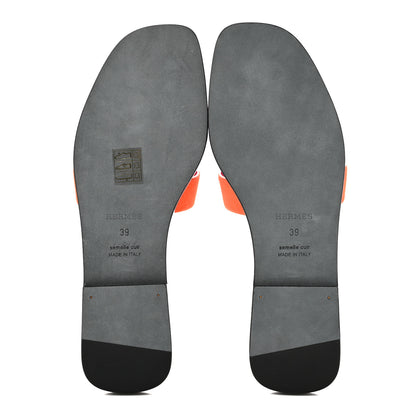 Hermes Suede Goatskin Oran Sandals 39 Orange Synthetique 6 of 10
