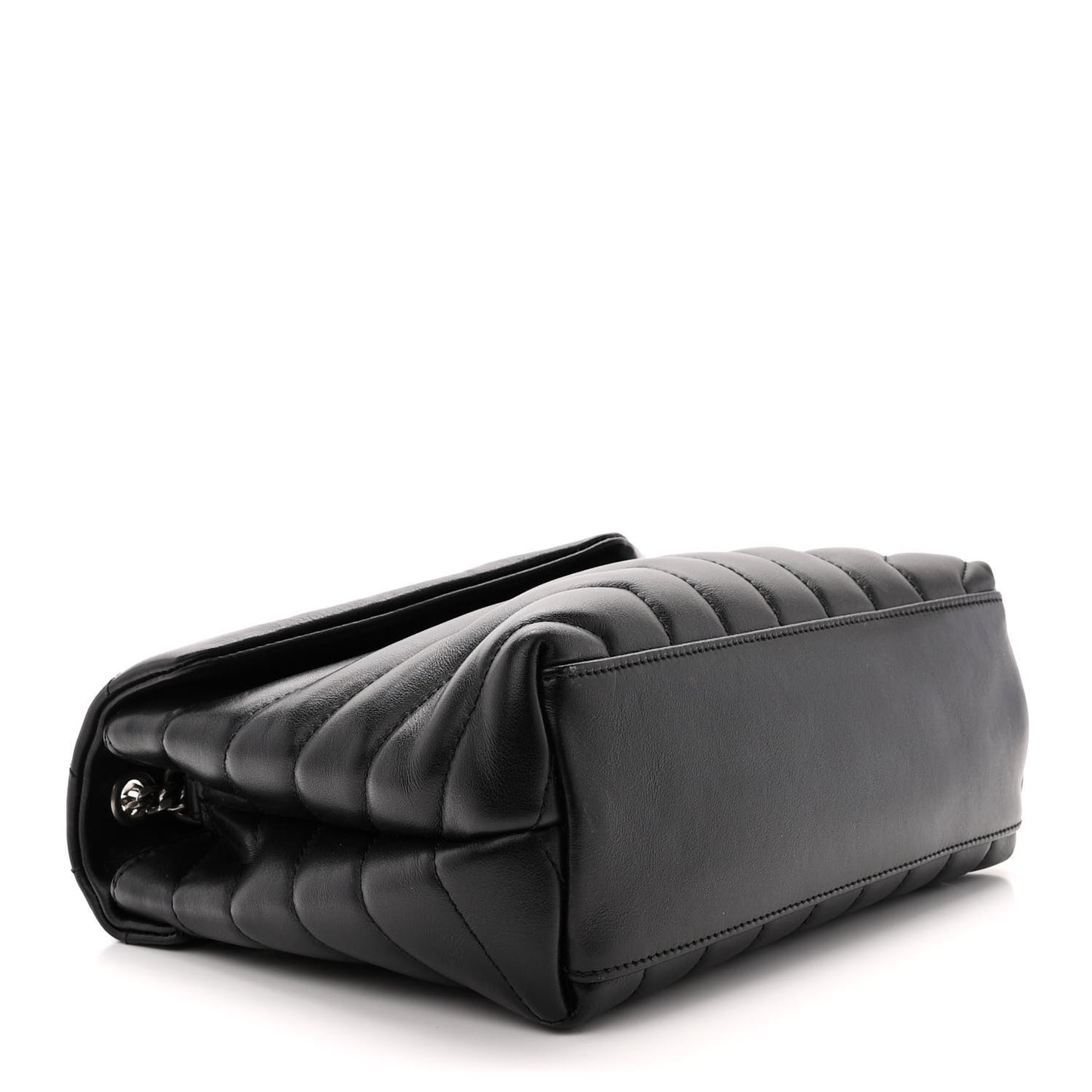 Calfskin Y Quilted Monogram Small Loulou Chain Satchel Black
