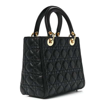 Christian Dior Lambskin Cannage Medium Lady Dior Black 3 of 11