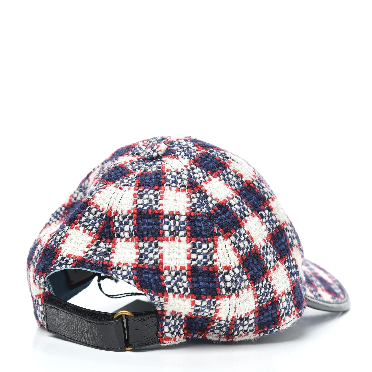 Gucci Vintage Tweed Check Baseball Hat M White Hibiscus Red Marine 3 of 5