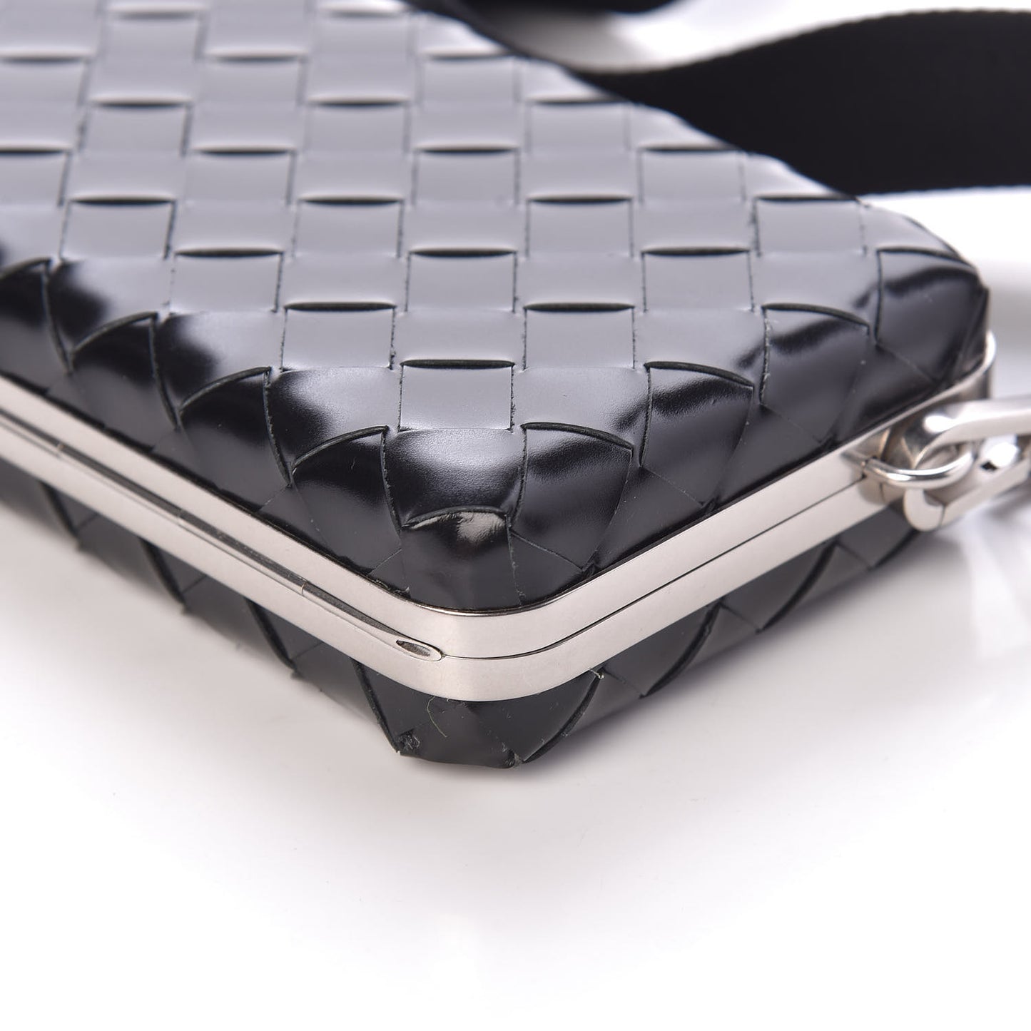 Spazzolato Intrecciato Mens Crossbody Messenger Case Black