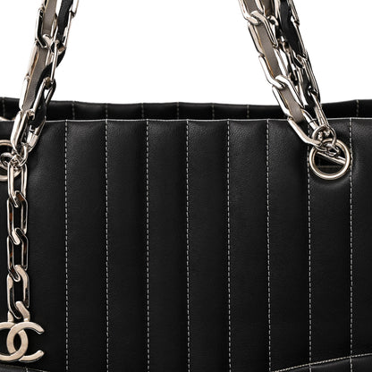 Chanel Lambskin Vertical Quilted Large Mademoiselle Tote Black 8 of 10