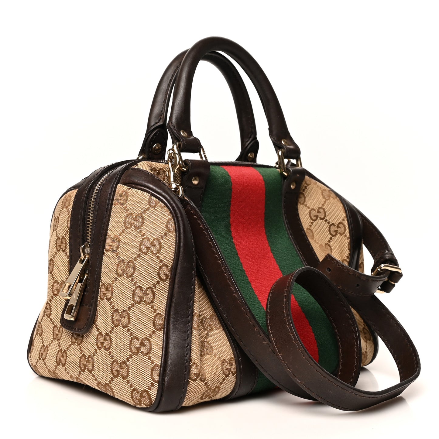 Monogram Vintage Web Small Boston Dark Brown