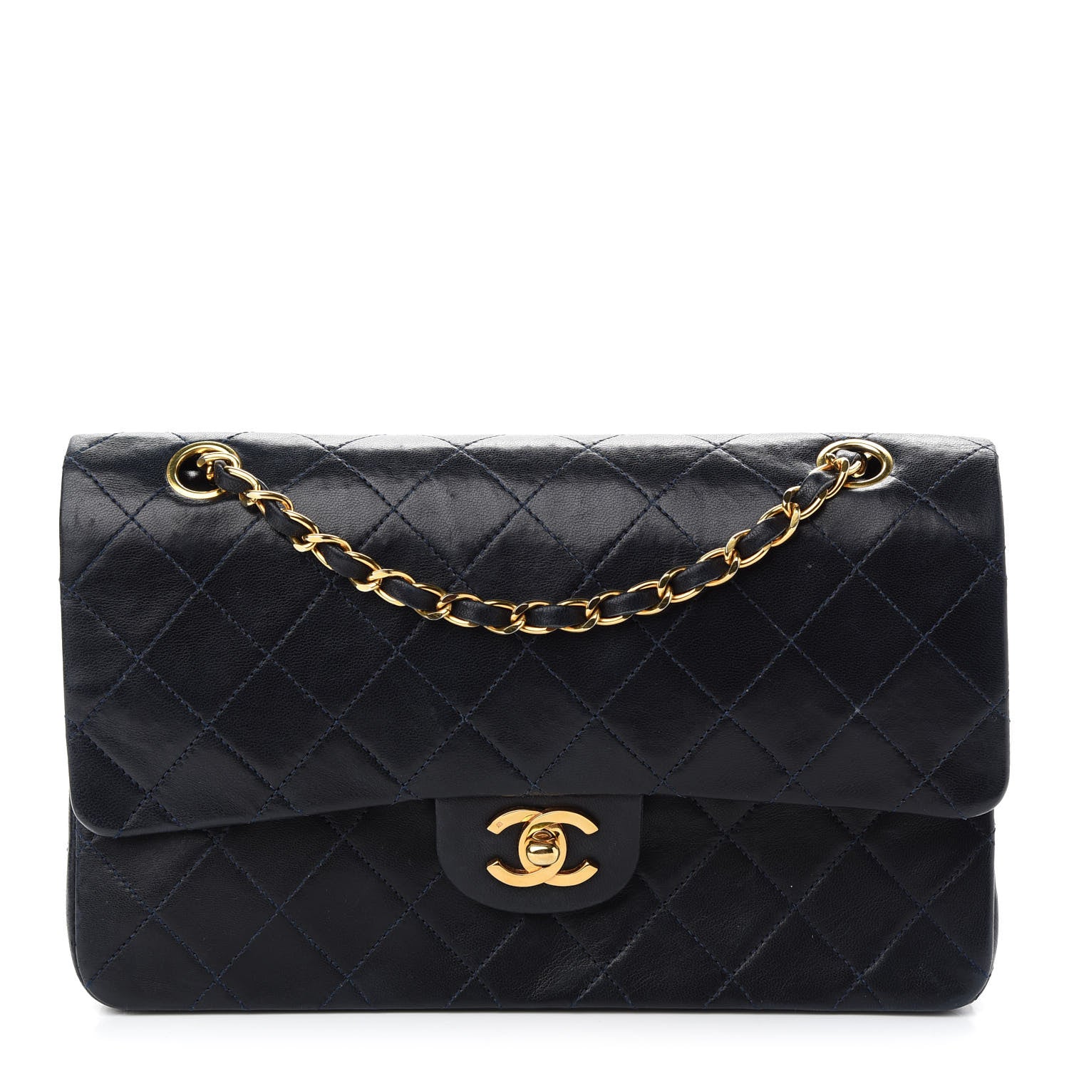 Chanel Lambskin Quilted Medium Double Flap Navy 1 of 15
