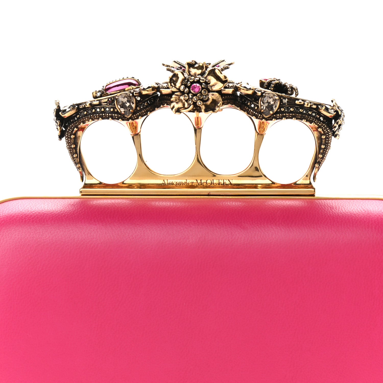 Alexander McQueen Nappa Butterfly Knuckle Duster Box Clutch Orchid Pink 8 of 11