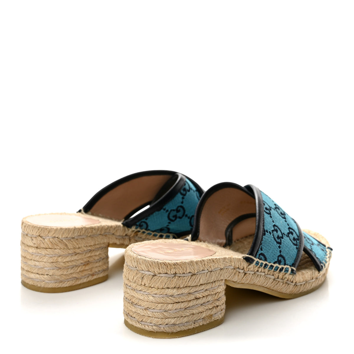 Gucci Monogram Multicolor Criss Cross Espadrille Sandals 37 Light Blue 5 of 10