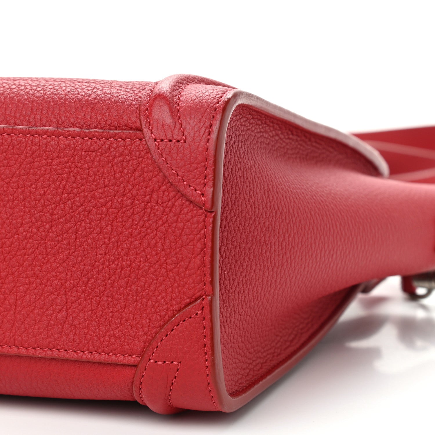 Celine Drummed Calfskin Nano Luggage Red 8 of 9