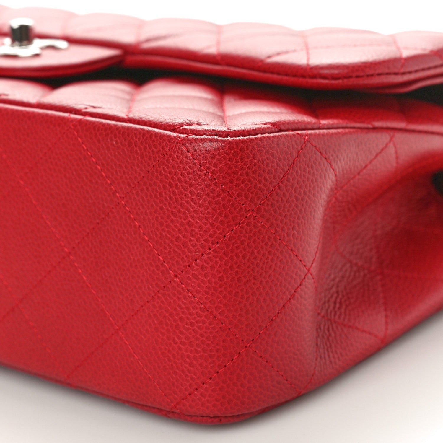 Chanel Caviar Quilted Jumbo Double Flap Dark Red 10 of 11