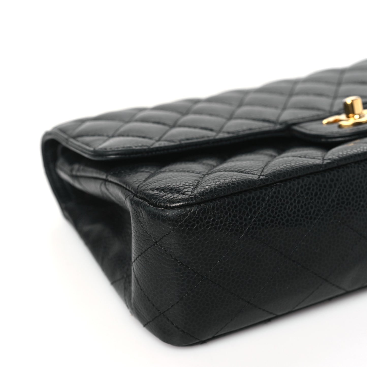 Caviar Quilted Medium Double Flap Black