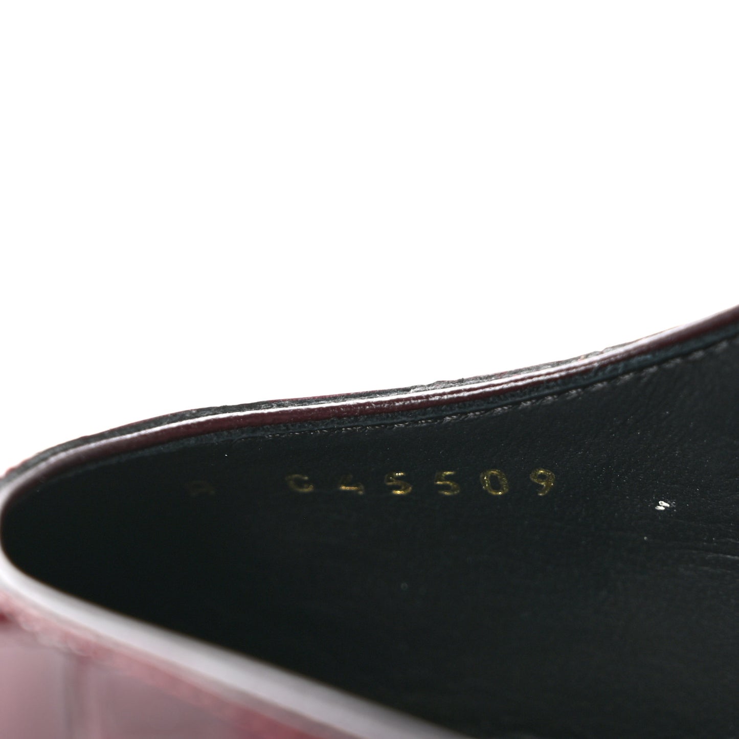 Patent Calfskin Crocodile Embossed Cap Toe CC Slingback Pumps 40 Dark Burgundy Black