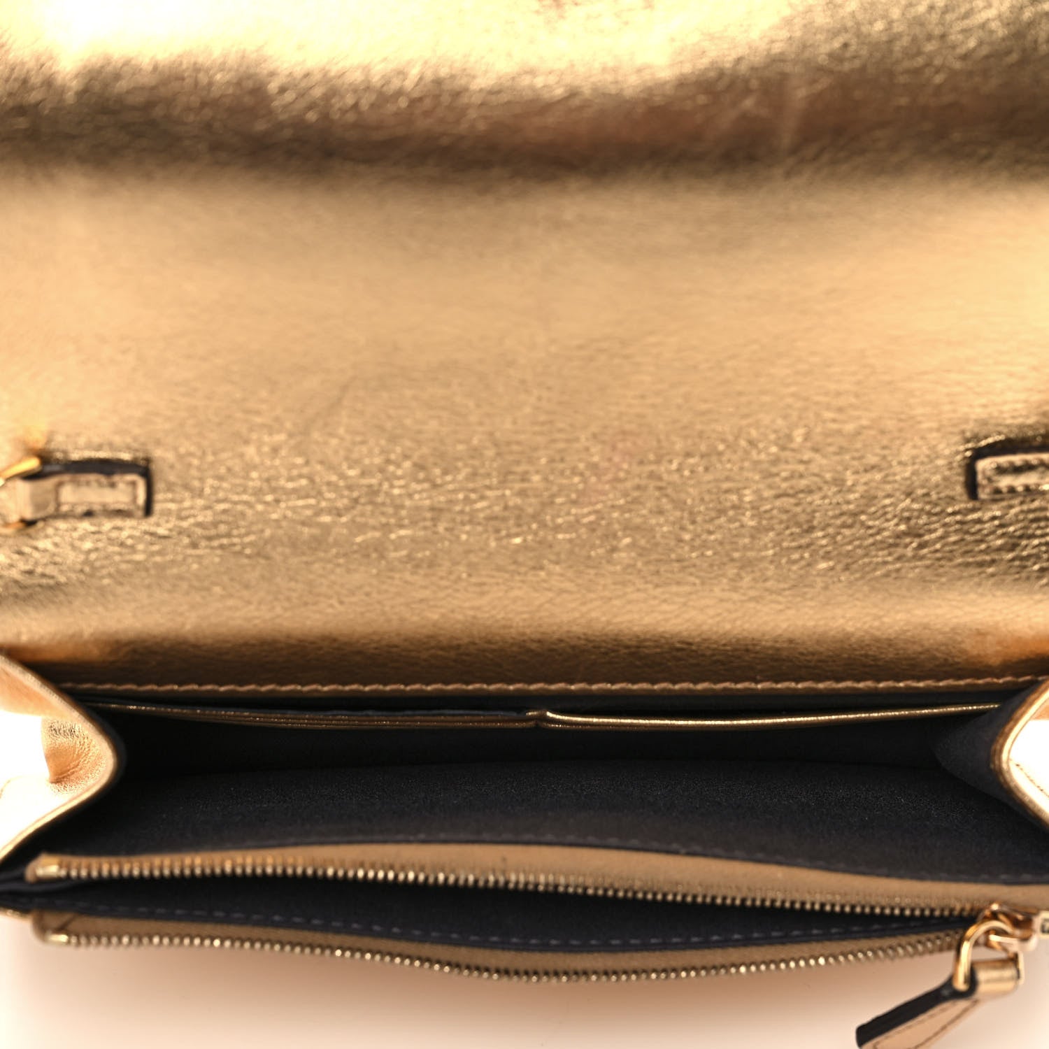 Fendi Vitello Catalan Mirror Flowerland Tube Wallet On Chain Gold 6 of 11