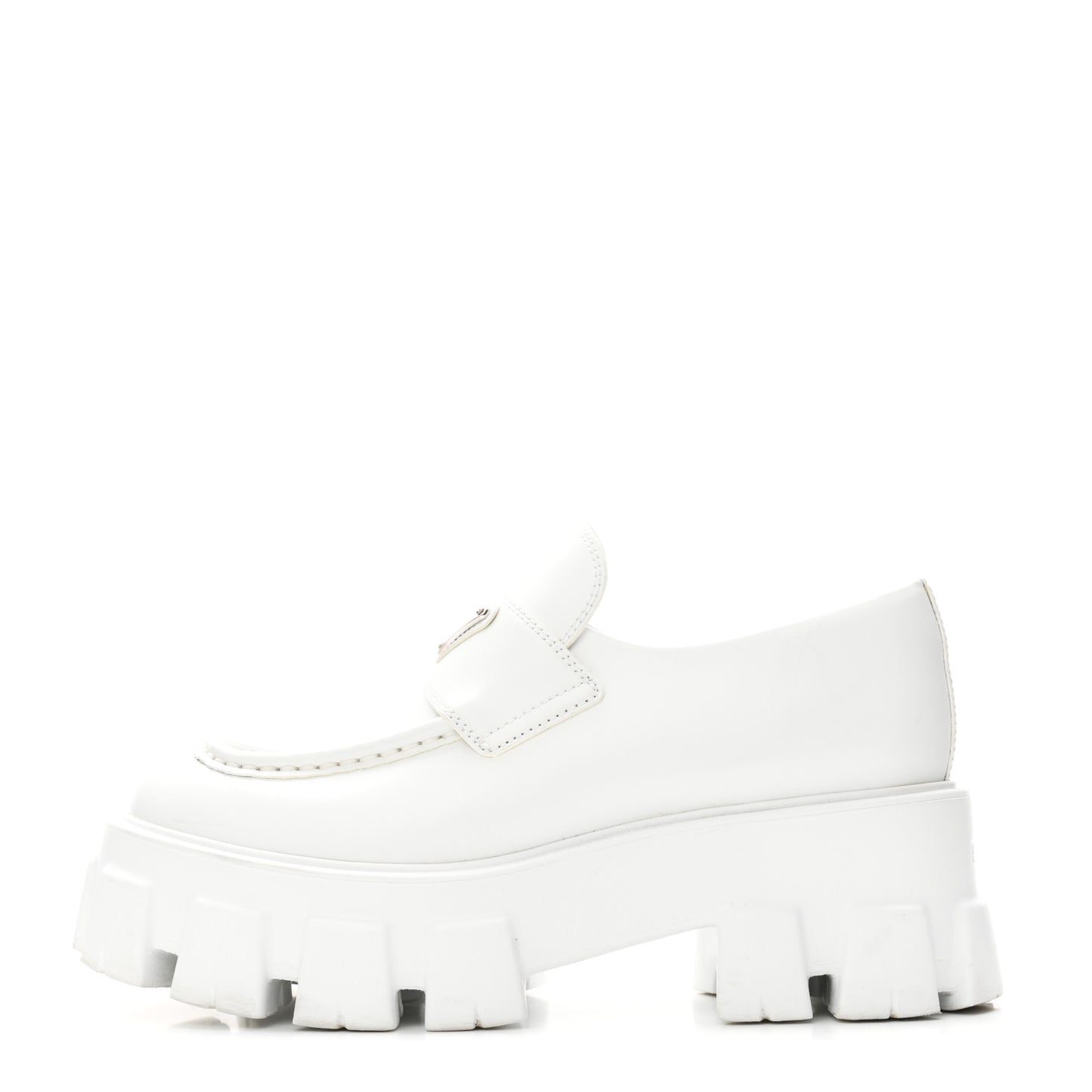 Spazzolato Rois Metal Triangle Logo Monolith 55mm Loafers 36.5 White