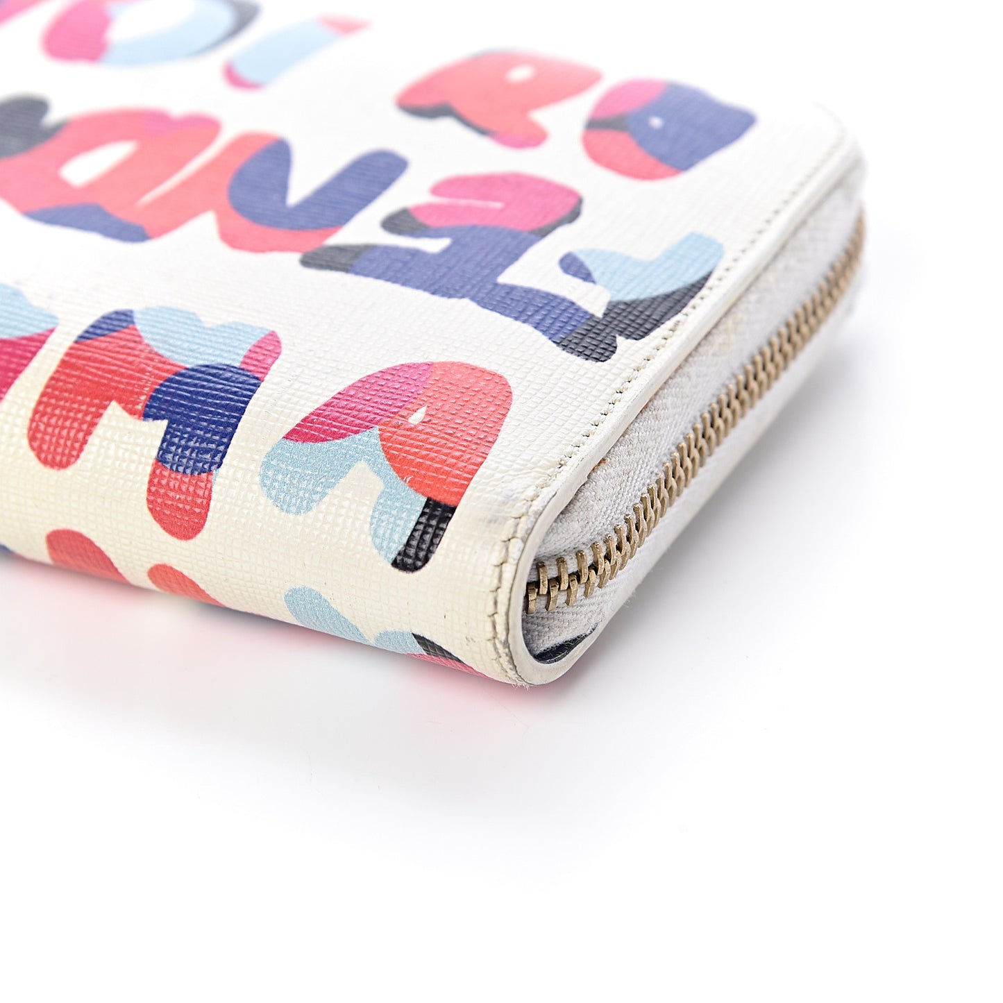 Vitello Elite Fendi Roma Simply Zip Around Wallet White Multicolor