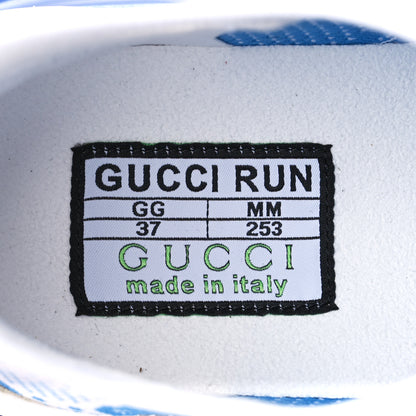 Gucci Technical Knit Fabric Waves GG Monogram Womens Gucci Run Sneakers 37 Great White Bright Splash Thunder Grey Sky 8 of 9
