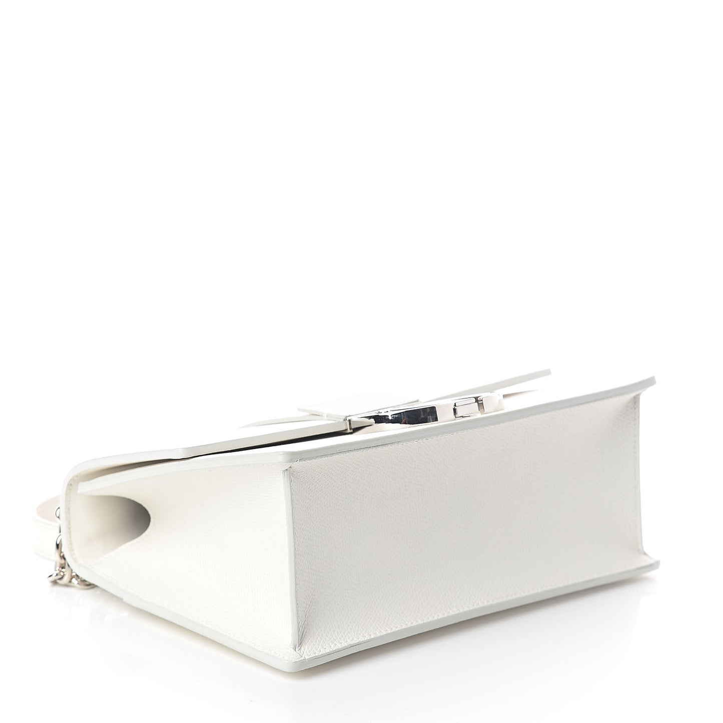 Grained Calfskin 30 Montaigne Chain Flap Bag White