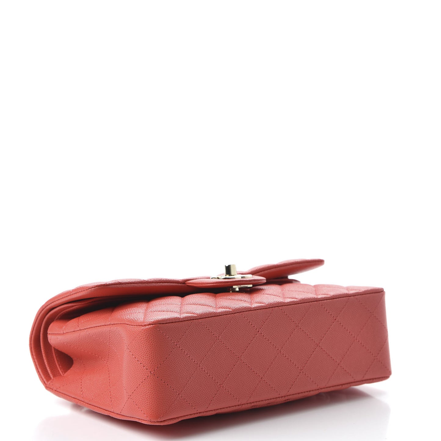 Caviar Quilted Small Double Flap Red