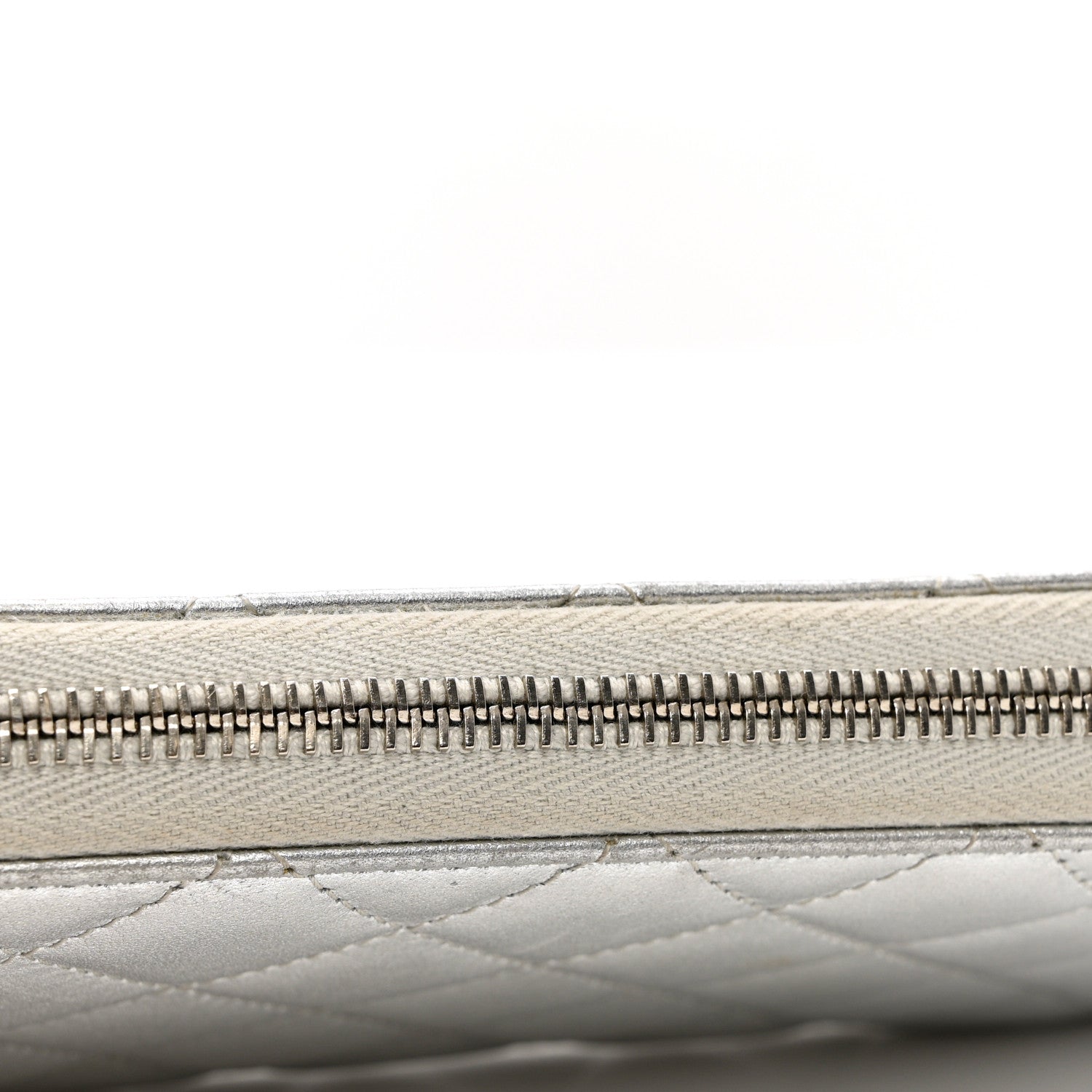 Chanel Metallic Lambskin Quilted Large Gusset Zip Around Wallet Silver 10 of 10