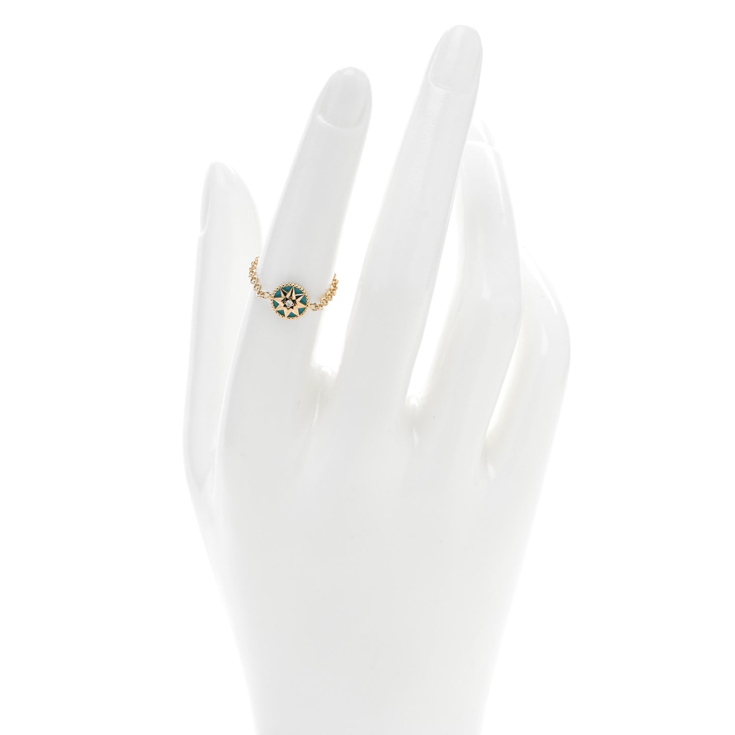 18K Rose Gold Diamond Turquoise Rose Des Vents Ring 52 6