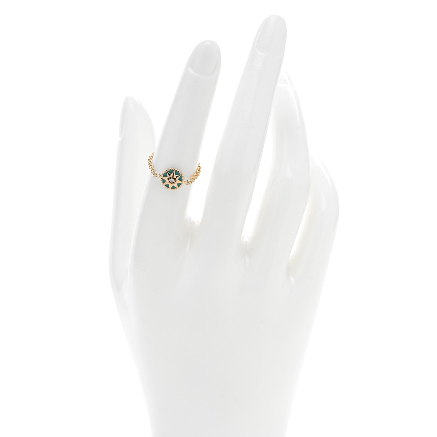 Christian Dior 18K Rose Gold Diamond Turquoise Rose Des Vents Ring 52 6 2 of 4