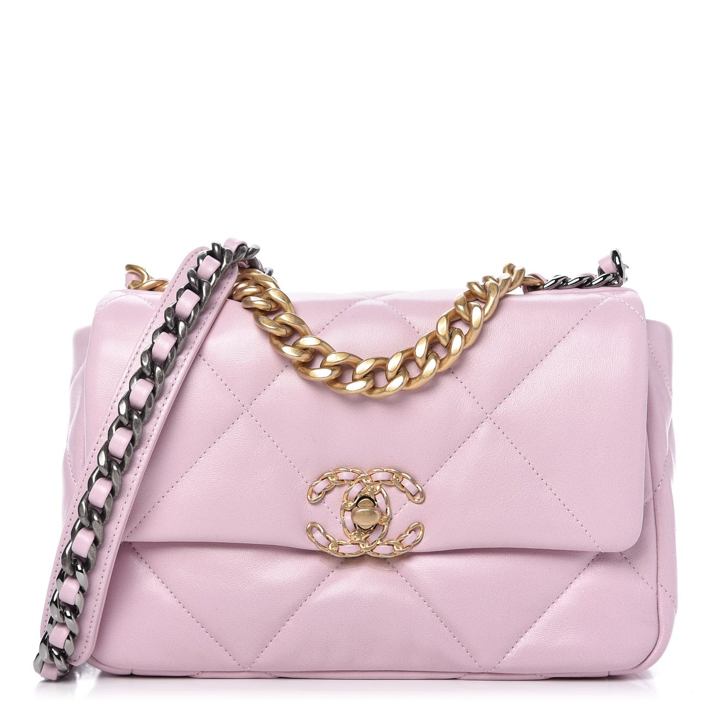 Lambskin Quilted Medium Chanel 19 Flap Light Pink