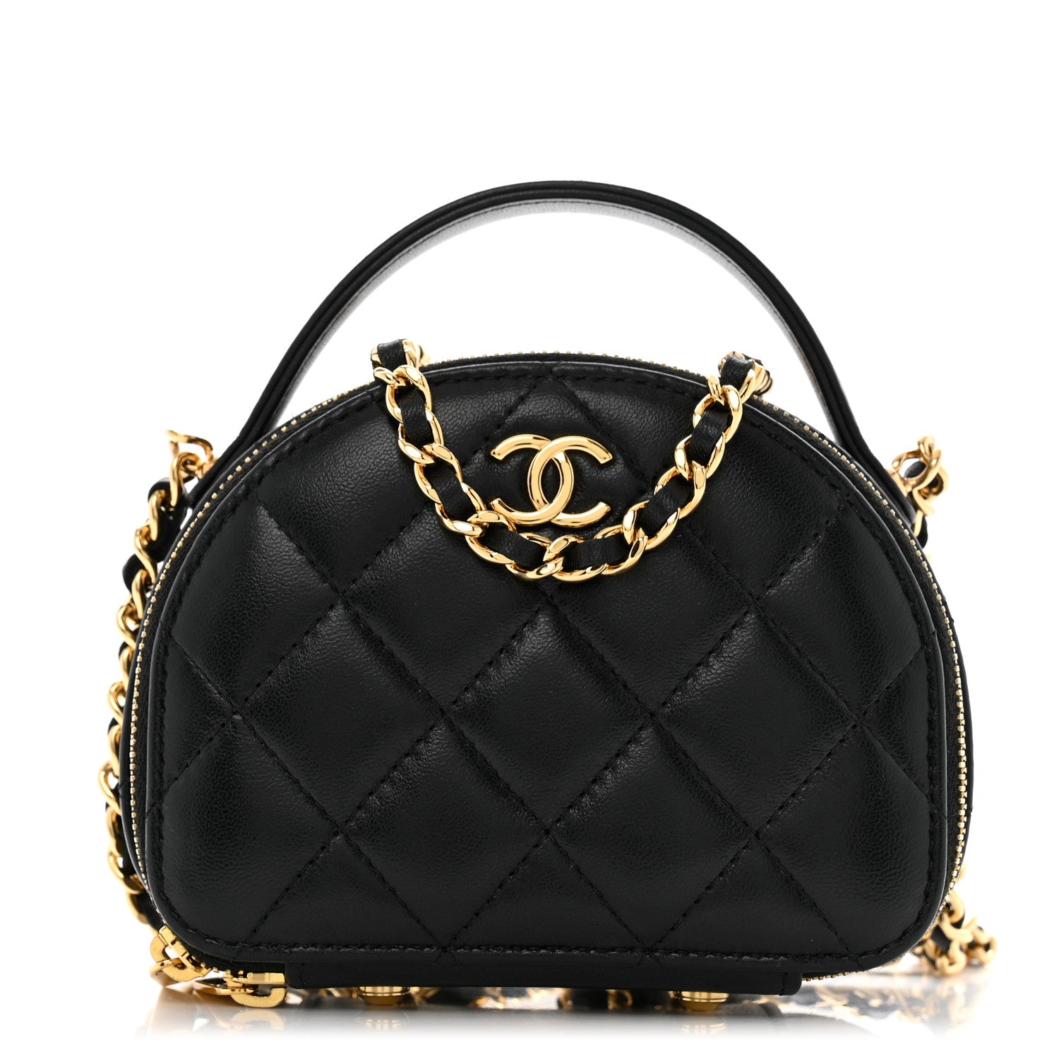 Chanel Lambskin Quilted Mini Chic Riviera Top Handle Vanity Case Black 1 of 11