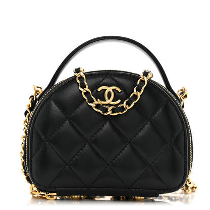 Chanel Lambskin Quilted Mini Chic Riviera Top Handle Vanity Case Black 1 of 11
