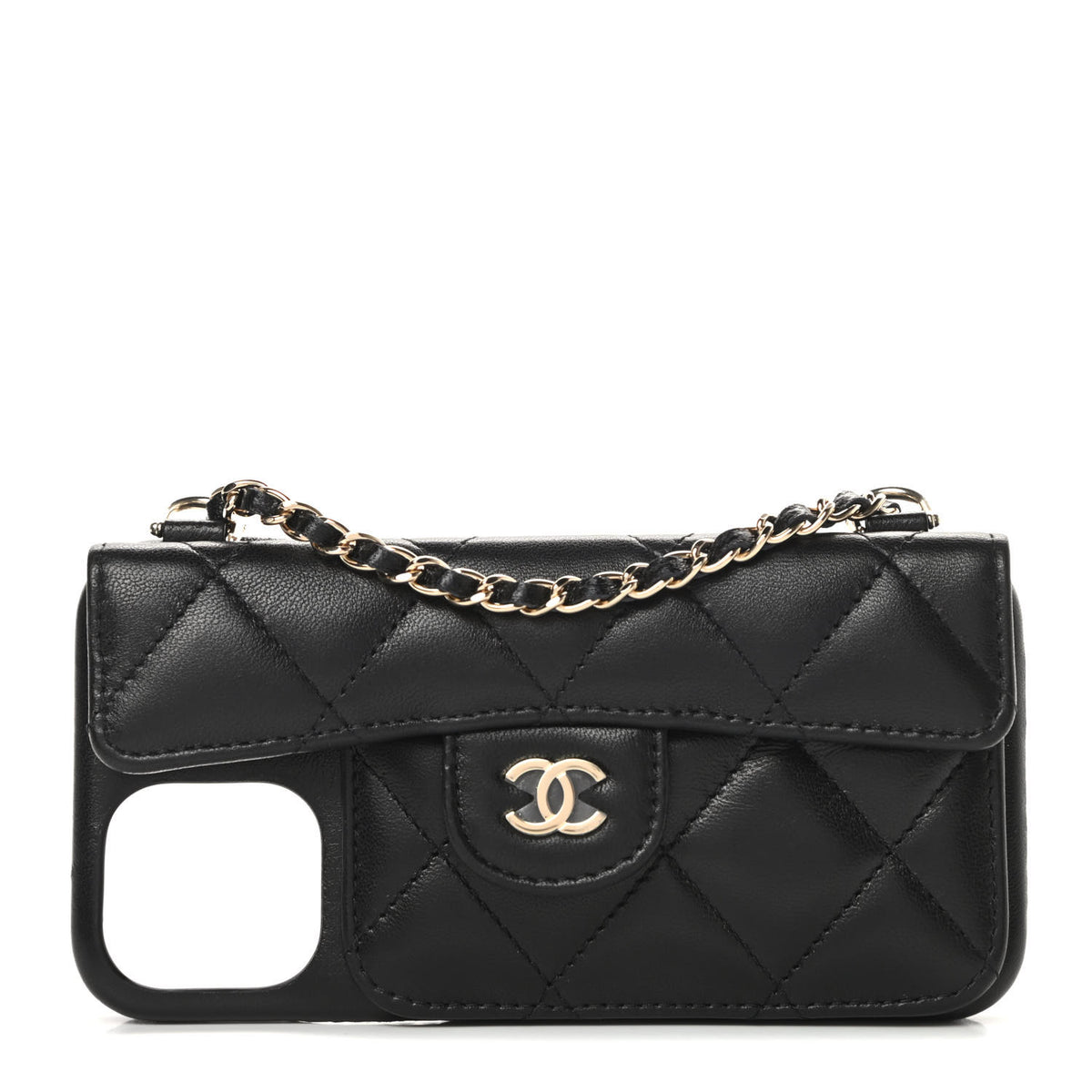 Chanel Lambskin Quilted iPhone XII Pro Holder With Chain Black 1 of 11