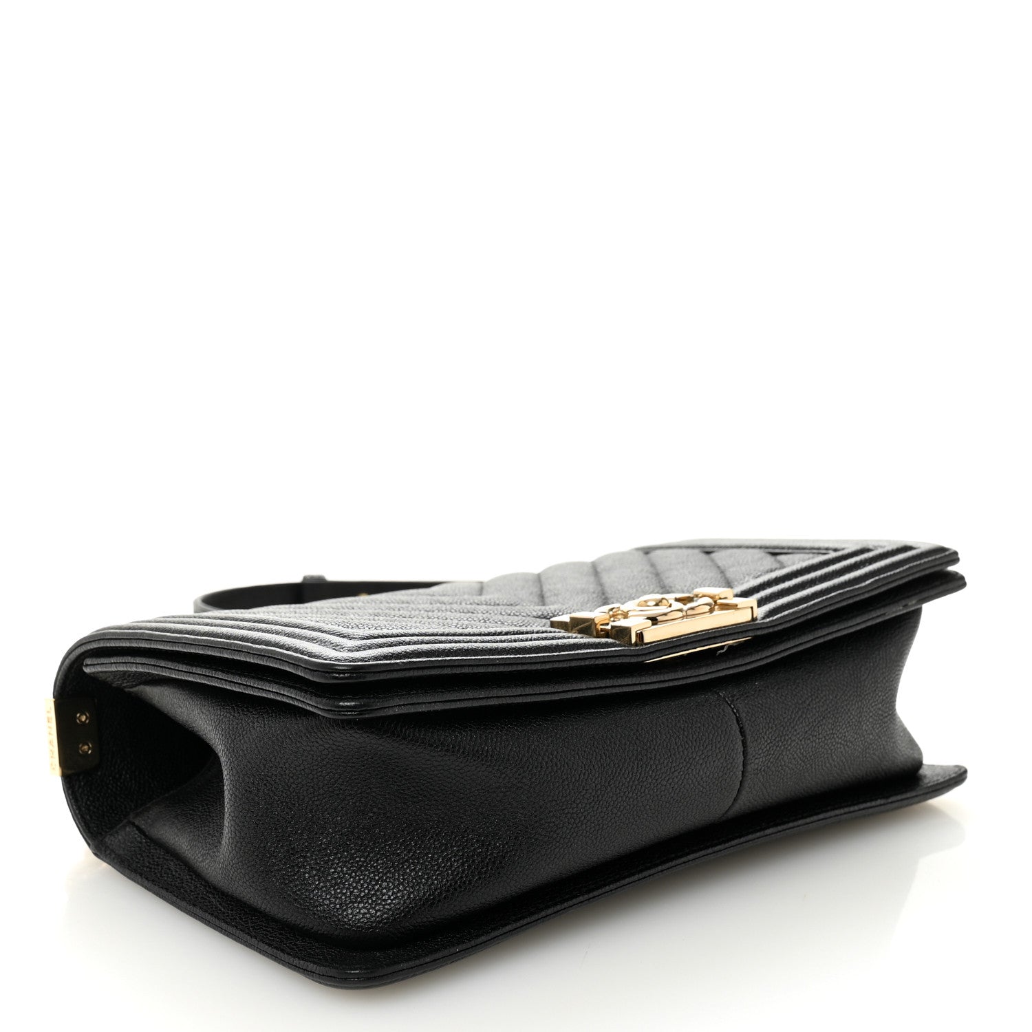 Chanel Caviar Chevron Quilted Medium Boy Flap Black 4 of 11