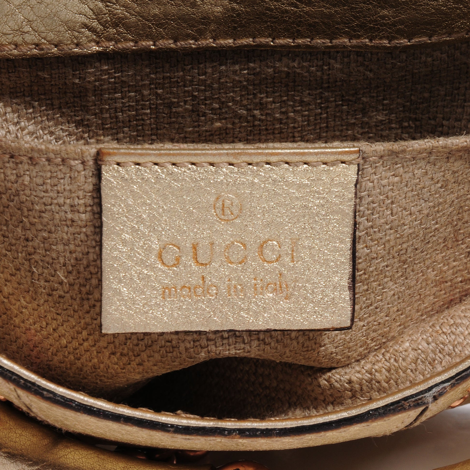 Gucci Calfskin Studded Horsebit Clutch Bag Gold 6 of 7