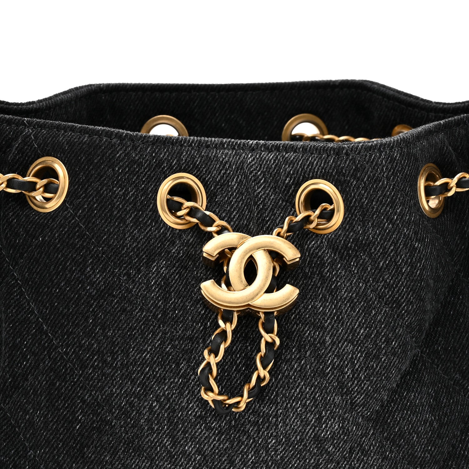 Chanel Washed Denim Quilted Mini Chanel 25 Handbag Black 1840718