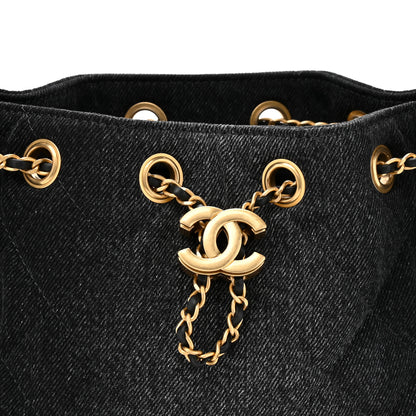 Chanel Washed Denim Quilted Mini Chanel 25 Handbag Black 8 of 10