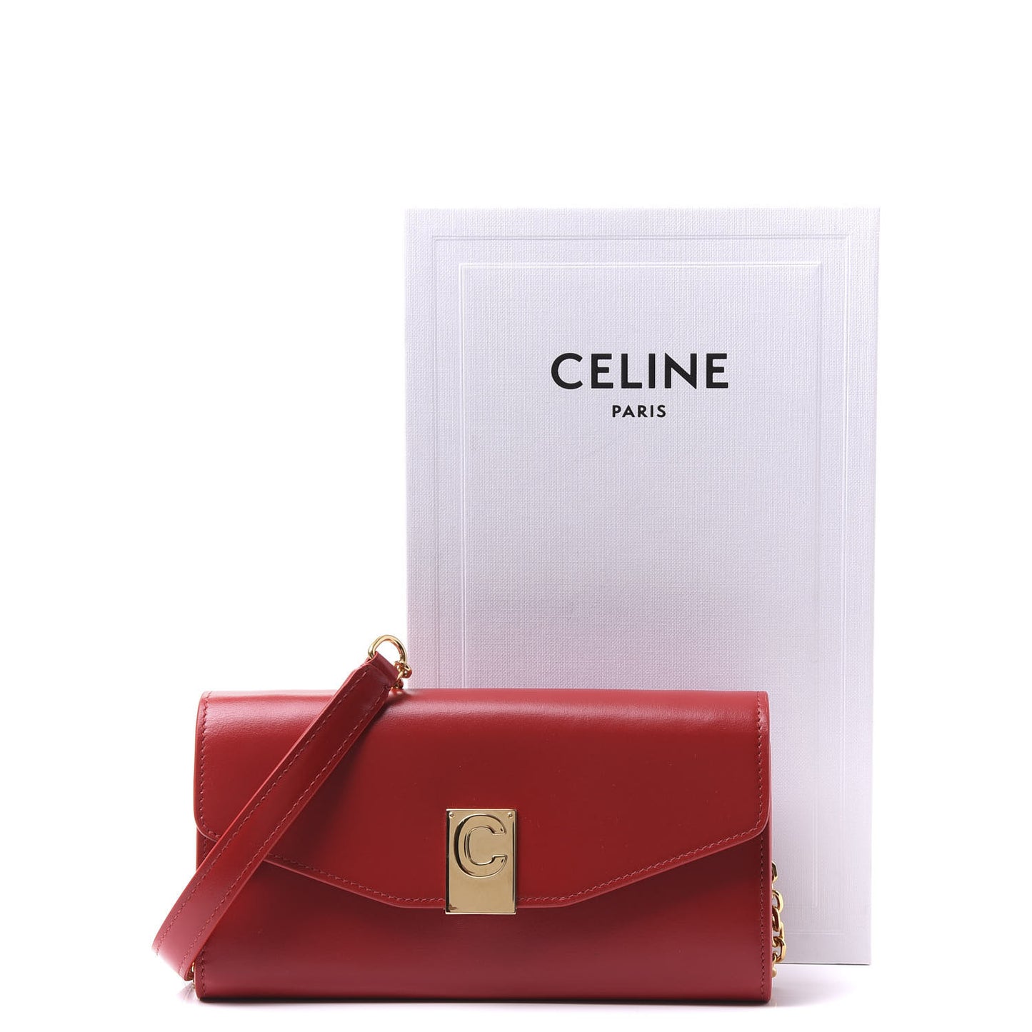 Shiny Smooth Calfskin C Wallet On Chain Bag Red
